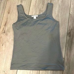 White House black market women’s stretchy tank, built in bra, layers, grey SZ M